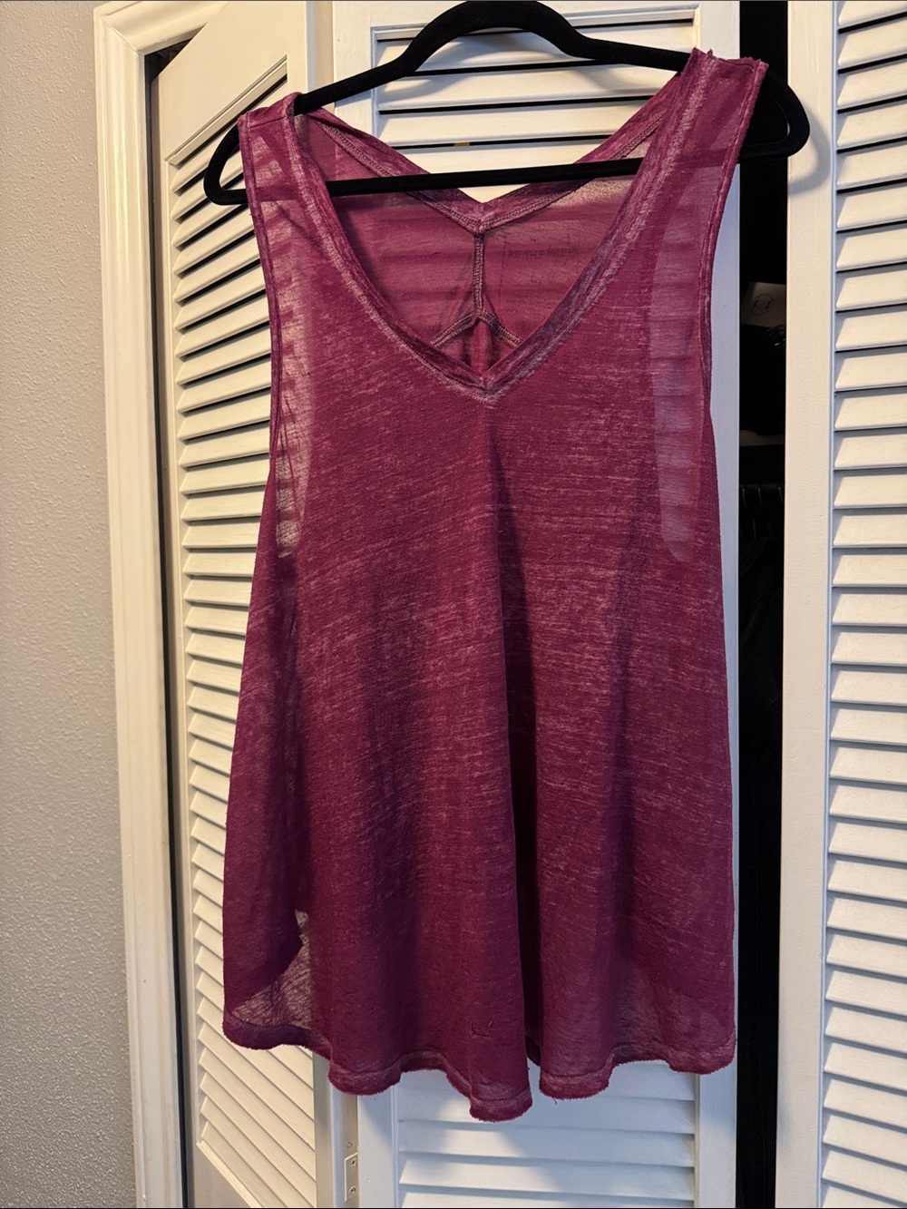 We The Free Sheer V-Neck Tank in Plum Berry